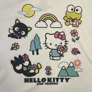 Sanrio Hello Kitty Ringer Crop T-Shirt M 8-10 Chococat Keroppi Badtz Friends